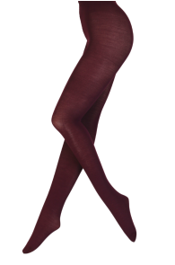Женские теплые колготки цвета марсала из мериносовой шерсти LENORE | Sokisahtel