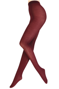 Тёплые колготки из мериносовой шерсти тёмно-красного цвета LENORE | Sokisahtel