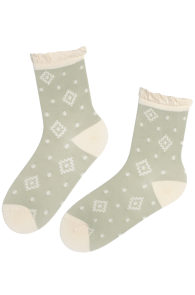 LEONELLA green patterned socks | Sokisahtel