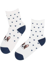 LIISBETH white socks with a dog | Sokisahtel