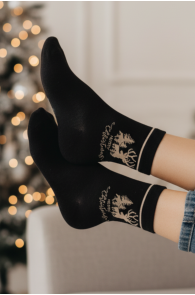 LIISY musta värvi puuvillased põdraga jõulusokid | Sokisahtel