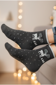 LIISY tumehallid puuvillased põdraga jõulusokid | Sokisahtel