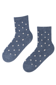 Женские тёплые пушистые носки синего цвета с изображением белых крапинок LILA | Sokisahtel