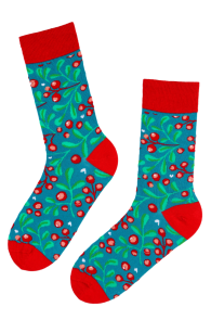 LINGONBERRY blue cotton socks with cowberries | Sokisahtel