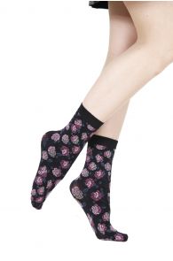 Женские носки с узором из лиловых роз LISETTE 60DEN | Sokisahtel