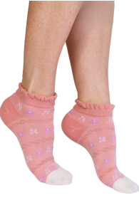 Розовые укороченные хлопковые носки с узором LONDYN | Sokisahtel