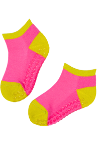 LORENZO pink merino wool low-cut non-slip socks for kids | Sokisahtel