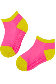 LORENZO pink merino wool low-cut non-slip socks for kids