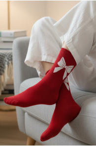 LUANA punased lipsuga puuvillased sokid | Sokisahtel