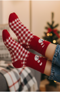 LUANA punased ruudulised puuvillased sokid | Sokisahtel