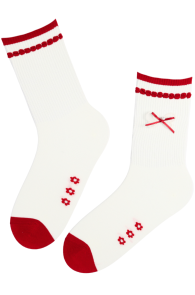 LUANA white cotton socks with bows 