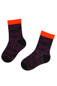 LUCIFER purple Halloween socks with bats for kids | Sokisahtel