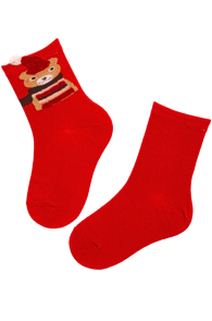 LUCIUS red socks with Christmas bear for children