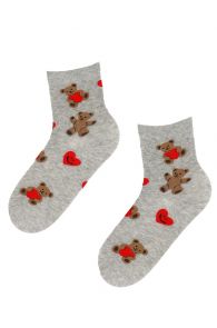 MAARIKA grey cotton teddybear socks | Sokisahtel