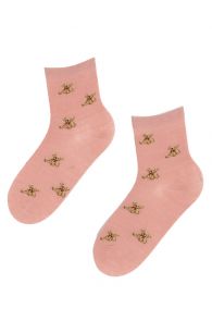 Женские хлопковые носки розового цвета с изображением очаровательных медвежат MAARIKA | Sokisahtel