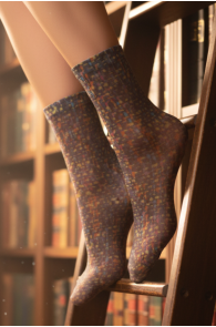 Тонкие фантазийные носки с разноцветным печатным рисунком MADDY от Sarah Borghi | Sokisahtel