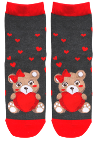 MADLE dark grey cotton socks with a bear | Sokisahtel