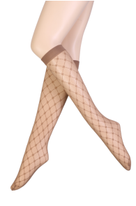 MADRAS sheer beige patterned knee-highs | Sokisahtel