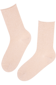 Хлопковые комфортные носки светло-бежевого цвета с блеском MAILE | Sokisahtel