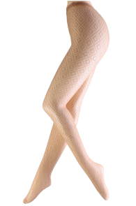 MALEA beige fishnet pattern tights | Sokisahtel