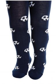 Men's knee-high black socks with football patterns.