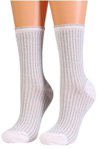 MARCIANO white striped glittery socks | Sokisahtel