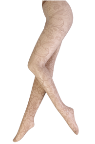 MARIAGE beige tights with fishnet pattern | Sokisahtel