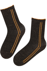 Хлопковые носки тёмно-коричневого цвета с ярким блеском и узором из полосок MARIAH | Sokisahtel