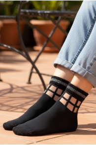 MARLEY black socks with a sparkly edge | Sokisahtel
