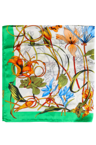 MARSALA green neckerchief with flowers