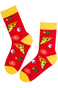 MATEO red cotton socks with pizzas | Sokisahtel