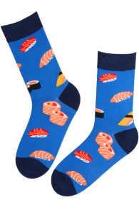 MATEO blue cotton socks with sushis | Sokisahtel