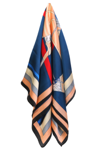 Шейный платок синего цвета с ярким узором в верховой тематике MATERA | Sokisahtel