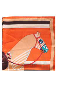 Шейный платок оранжевого цвета с ярким узором в верховой тематике MATERA | Sokisahtel