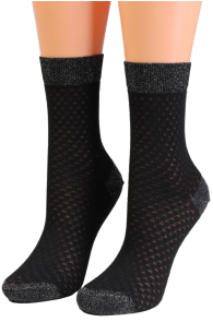 Тонкие хлопковые носки чёрного цвета с блеском MERI | Sokisahtel