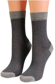 Тонкие хлопковые носки тёмно-серого цвета с блеском MERI | Sokisahtel