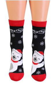 MERLY black cotton Xmas socks with a polar bear | Sokisahtel