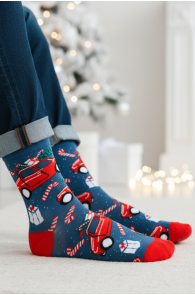 MIIRA blue Christmas socks with cars | Sokisahtel