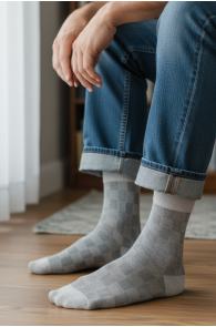 MIKK helehallid ruudulised puuvillased sokid | Sokisahtel