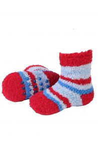 MIKK cozy home socks for babies with red stripes | Sokisahtel