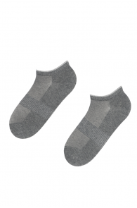 Женские хлопковые укороченные (спортивные) носки серого цвета с блестящей резинкой MILDE | Sokisahtel