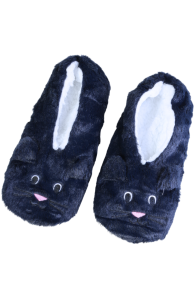 MILLY dark blue soft slippers with a cat face and white ears