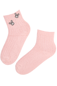 Мягкие фантазийные носки розового цвета с узором из стразов MINNI | Sokisahtel