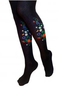 MIRJAM black tights with national pattern for women
