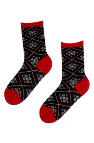 MISS SNOW merino wool socks with Christmas pattern | Sokisahtel