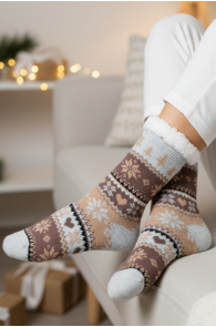 MONALI helepruunid jõulumustriga soojad sokid | Sokisahtel