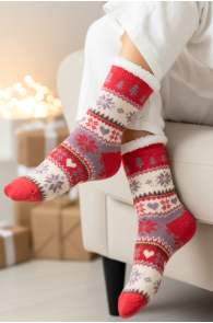 MONALI roosad jõulumustriga soojad sokid | Sokisahtel