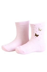 Хлопковые носки розового цвета с яркими украшениями для малышей MONALISA | Sokisahtel