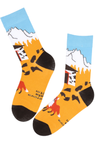 MOUNTAIN yellow cotton socks | Sokisahtel