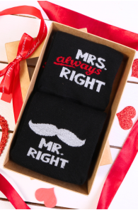 MR. ja MRS. RIGHT sõbrapäeva kinkekarp 2 sokipaariga